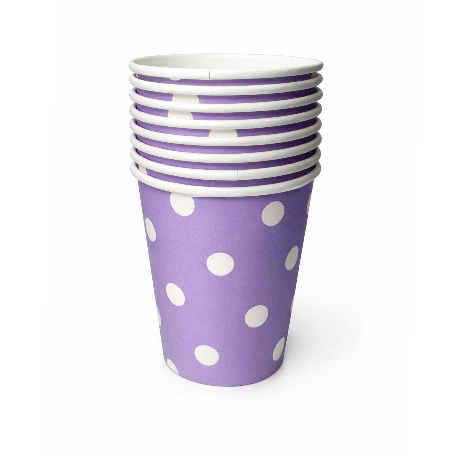 Purple & White Polka Dots Paper Cup (Pack of 8)