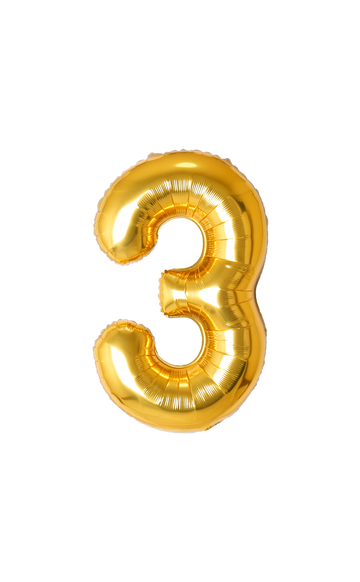 Festora Gold 40" Number Foil Balloon - "3"