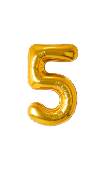 Festora Gold 40" Number Foil Balloon - "5"