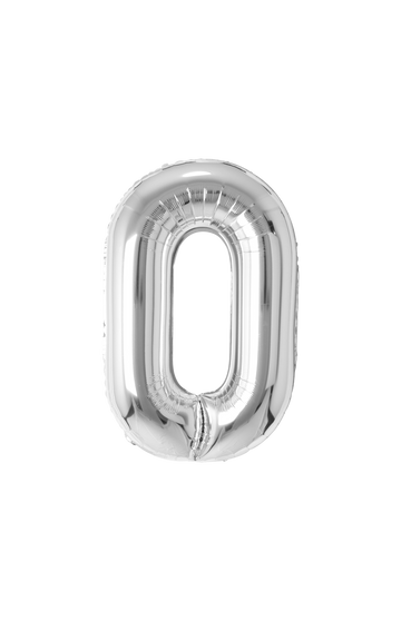 Festora Silver 40" Number Foil Balloon - "0"