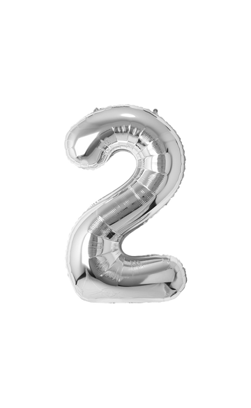 Festora Silver 40" Number Foil Balloon - "2"