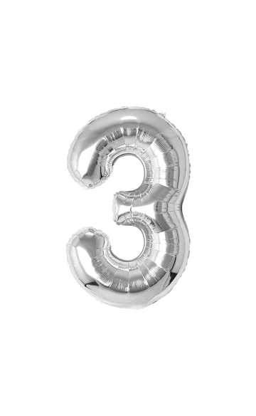 Festora Silver 40" Number Foil Balloon - "3"