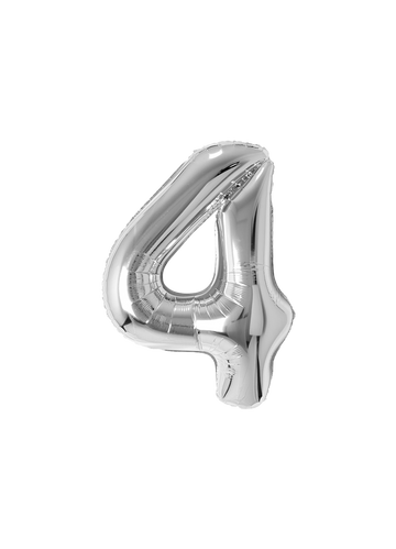Festora Silver 40" Number Foil Balloon - "4"