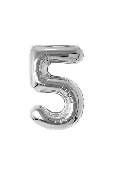 Festora Silver 40" Number Foil Balloon - "5"