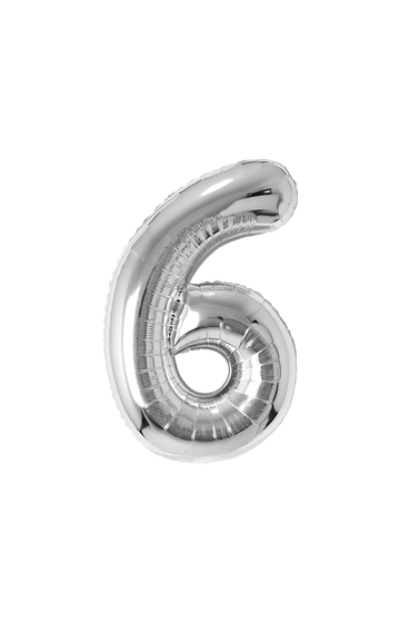 Festora Silver 40" Number Foil Balloon - "6"