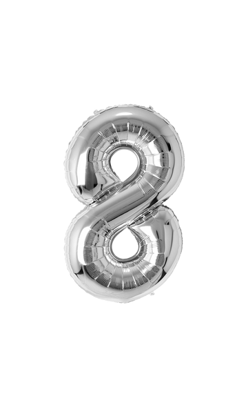 Festora Silver 40" Number Foil Balloon - "8"