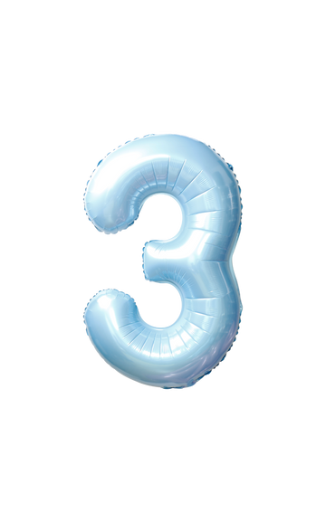 Festora Baby Blue 40" Number Foil Balloon - "3"