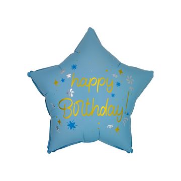 Festora Happy Birthday Blue Star Foil Balloon