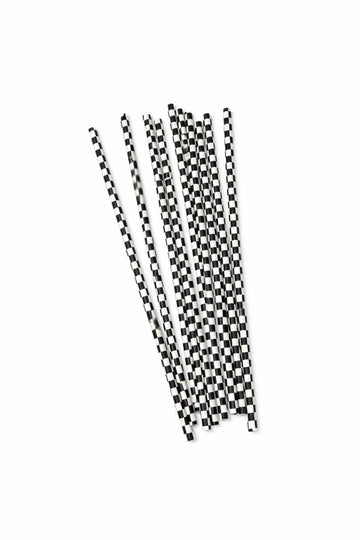 Festora Black & White Checkered Straws - 8ct