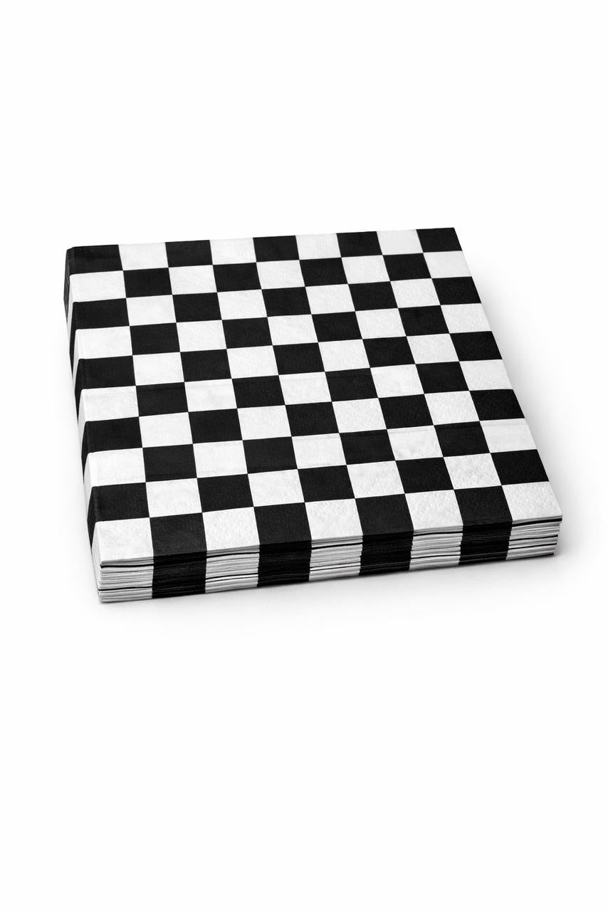 Festora Black & White Checkered Napkins - 16ct