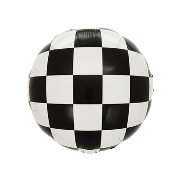 Festora Black & White Checkered Round Foil Balloon